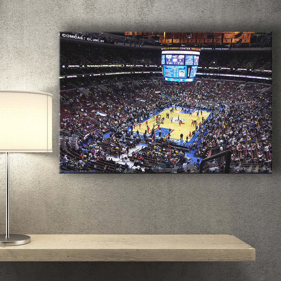 Wells Fargo Center Stadium Canvas Prints Philadelphia 76ers Wall Art,Sport Stadium Art Prints, Fan Gift, Wall Decor