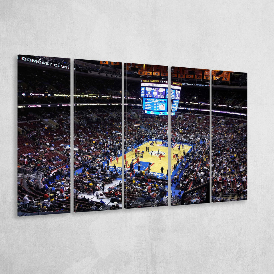 Wells Fargo Center Stadium Canvas Prints Philadelphia 76ers Wall Art,Multi Panels B,Sport Stadium Art Prints, Fan Gift
