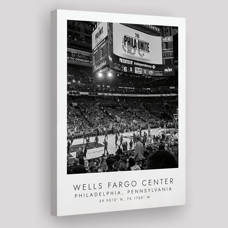 Wells Fargo Center Philadelphia 76Ers Basketball Lovers Black And White Art Canvas Prints Wall Art Home Decor