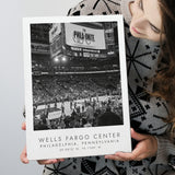 Wells Fargo Center Philadelphia 76Ers Basketball Lovers Black And White Art Canvas Prints Wall Art Home Decor