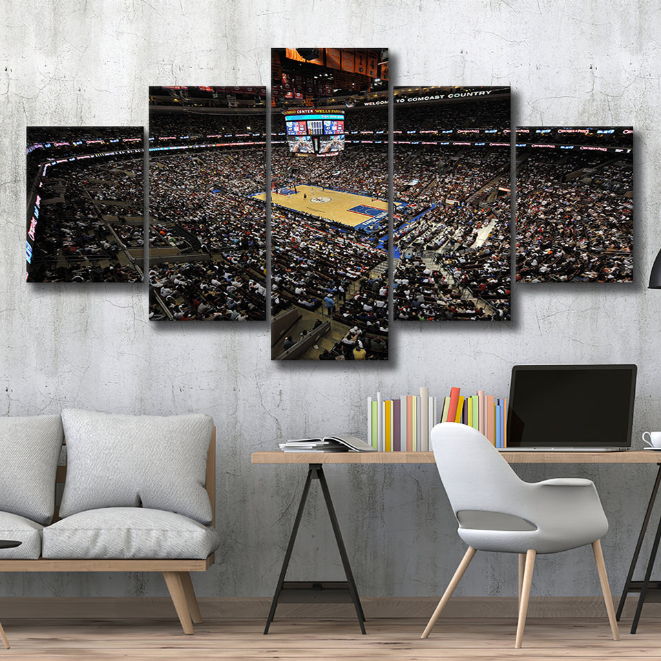 Wells Fargo Center, Stadium Canvas, Sport Art, Large Canvas,V1 Multi Panels, Canvas Prints Wall Art Decor
