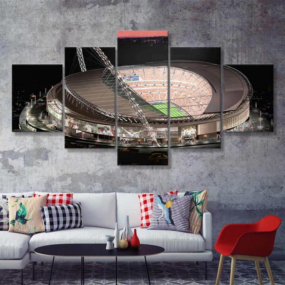 Wembley Stadium, Football Stadium 5 Pieces Canvas Prints Wall Art - Painting Canvas, Multi Panel, Fan Gift