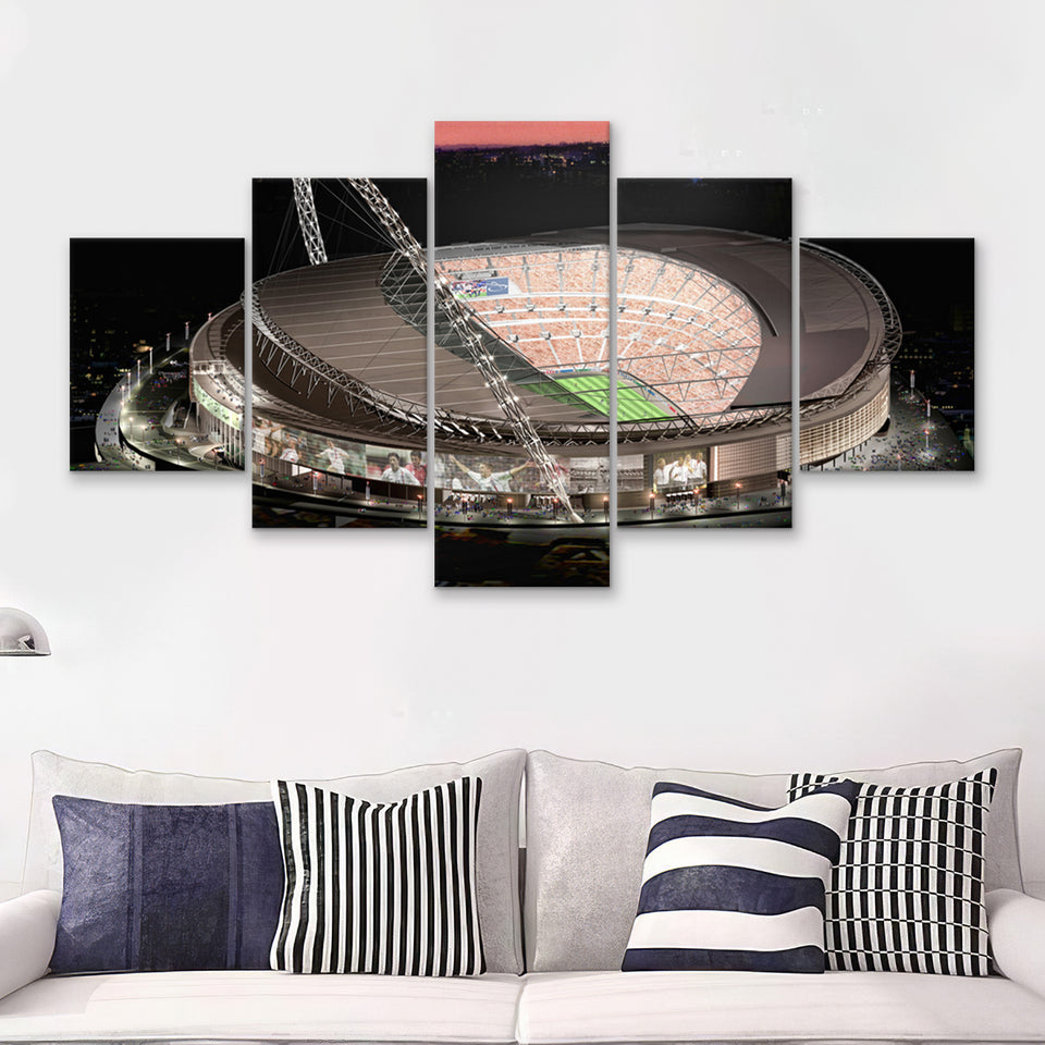 Wembley Stadium, Football Stadium 5 Pieces Canvas Prints Wall Art - Painting Canvas, Multi Panel, Fan Gift