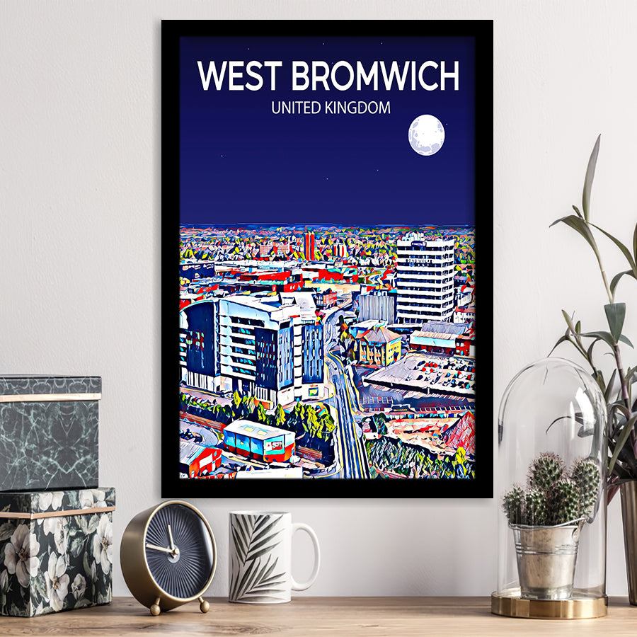 West Bromwich United Kingdom Art Night Art Print, City Art Print, Framed Art Print Wall Art Home Decor, Framed Picture