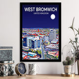 West Bromwich United Kingdom Art Night Art Print, City Art Print, Framed Art Print Wall Art Home Decor, Framed Picture