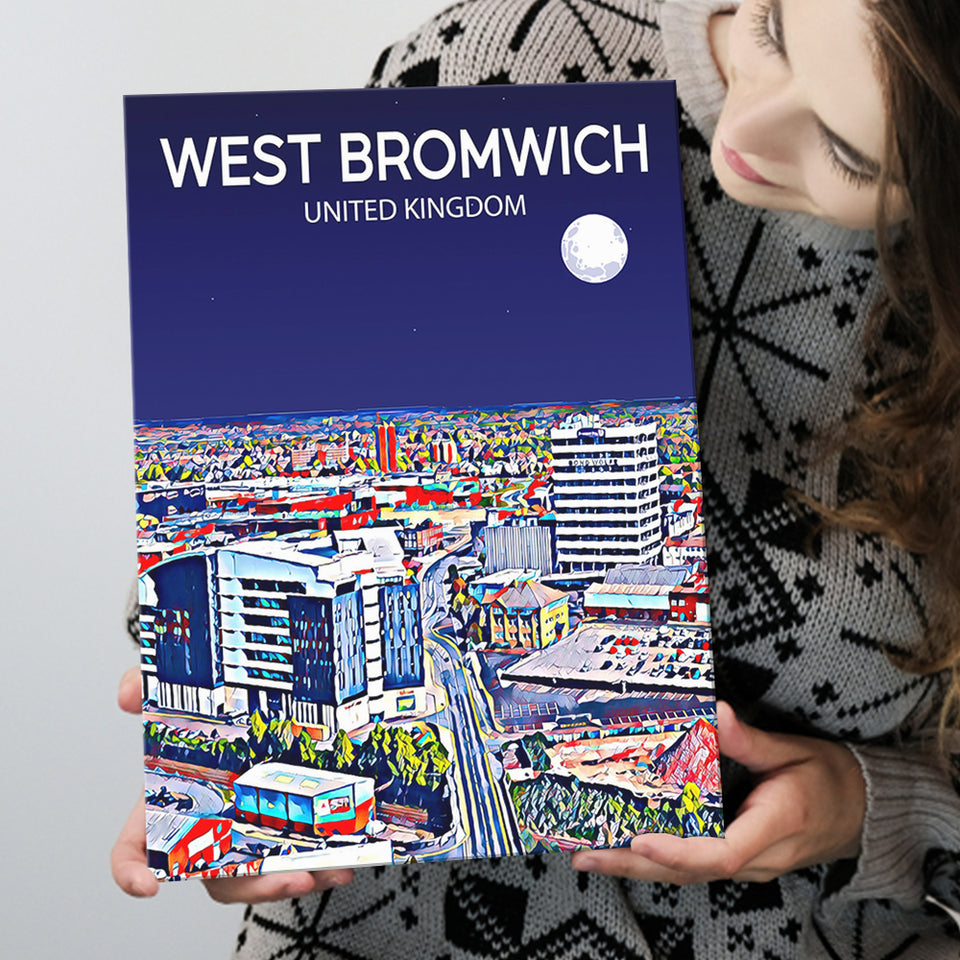 West Bromwich United Kingdom Art Night Art Print ,City Art Print, Large Canvas, Canvas Print Wall Art Home Decor