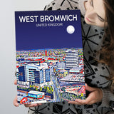 West Bromwich United Kingdom Art Night Art Print ,City Art Print, Large Canvas, Canvas Print Wall Art Home Decor