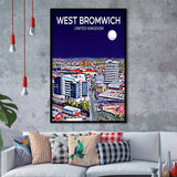 West Bromwich United Kingdom Art Night Art Print, City Art Print, Framed Art Print Wall Art Home Decor, Framed Picture