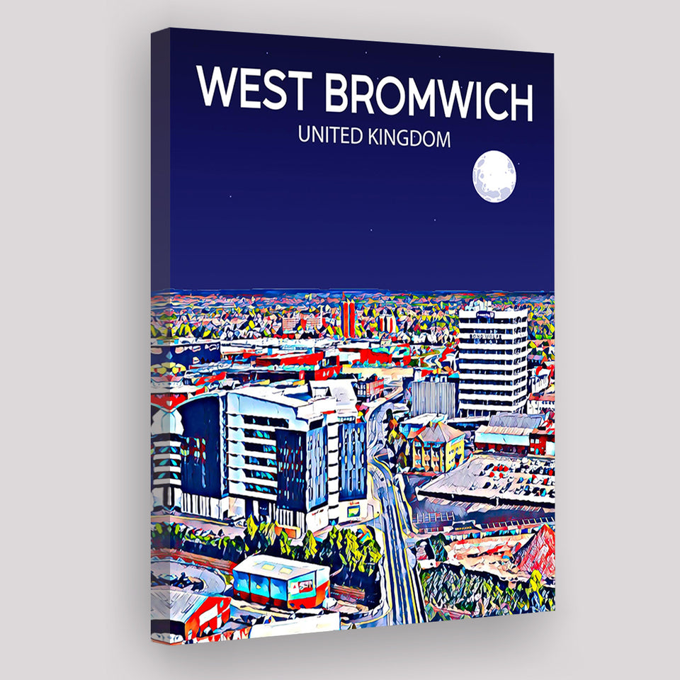 West Bromwich United Kingdom Art Night Art Print ,City Art Print, Large Canvas, Canvas Print Wall Art Home Decor