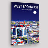 West Bromwich United Kingdom Art Night Art Print ,City Art Print, Large Canvas, Canvas Print Wall Art Home Decor