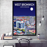 West Bromwich United Kingdom Art Night Art Print, City Art Print, Framed Art Print Wall Art Home Decor, Framed Picture