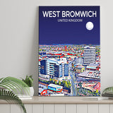 West Bromwich United Kingdom Art Night Art Print ,City Art Print, Large Canvas, Canvas Print Wall Art Home Decor