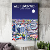 West Bromwich United Kingdom Art Night Art Print ,City Art Print, Large Canvas, Canvas Print Wall Art Home Decor