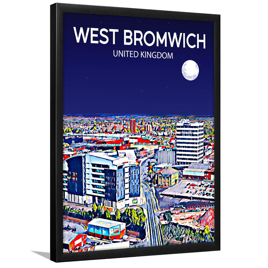West Bromwich United Kingdom Art Night Art Print, City Art Print, Framed Art Print Wall Art Home Decor, Framed Picture