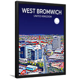 West Bromwich United Kingdom Art Night Art Print, City Art Print, Framed Art Print Wall Art Home Decor, Framed Picture