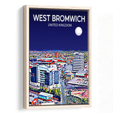 West Bromwich United Kingdom Art Night Art Print, Large Canvas, Framed Canvas Print Wall Art Home Decor, Floating Frame