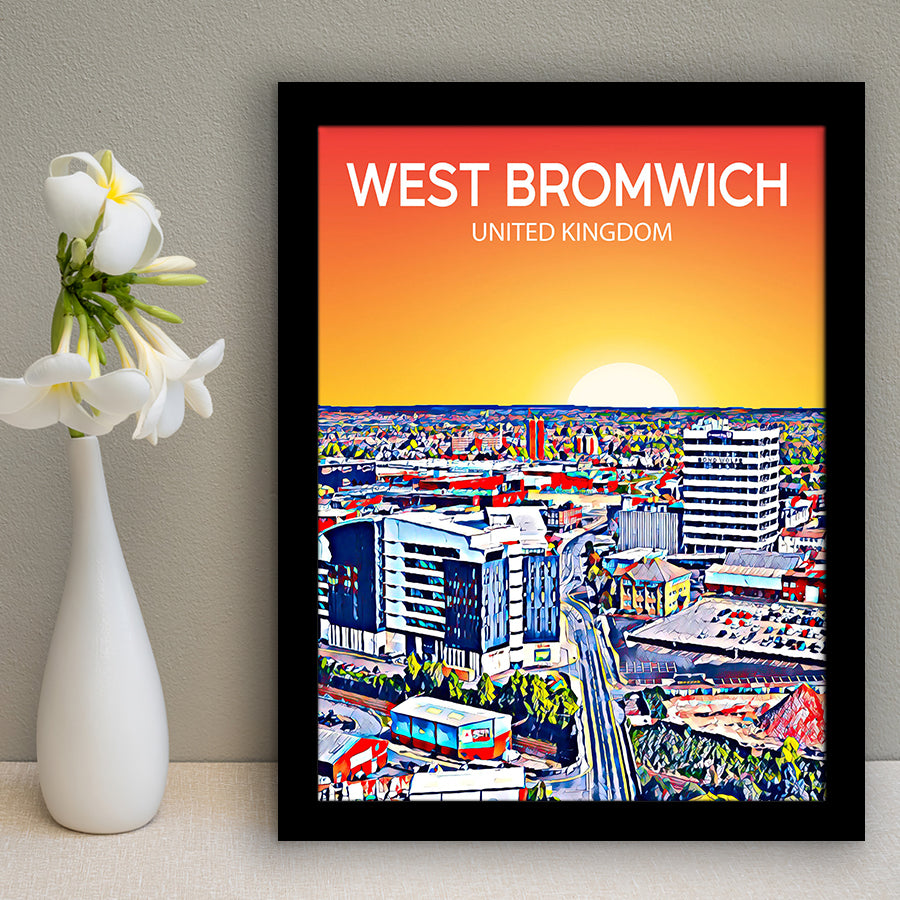 West Bromwich United Kingdom Art Sunset Art Print, City Art Print, Framed Art Print Wall Art Home Decor, Framed Picture