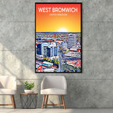 West Bromwich United Kingdom Art Sunset Art Print, Large Canvas, Framed Canvas Print Wall Art Home Decor, Floating Frame