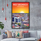 West Bromwich United Kingdom Art Sunset Art Print, City Art Print, Framed Art Print Wall Art Home Decor, Framed Picture