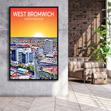 West Bromwich United Kingdom Art Sunset Art Print, Large Canvas, Framed Canvas Print Wall Art Home Decor, Floating Frame