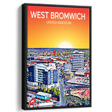West Bromwich United Kingdom Art Sunset Art Print, Large Canvas, Framed Canvas Print Wall Art Home Decor, Floating Frame