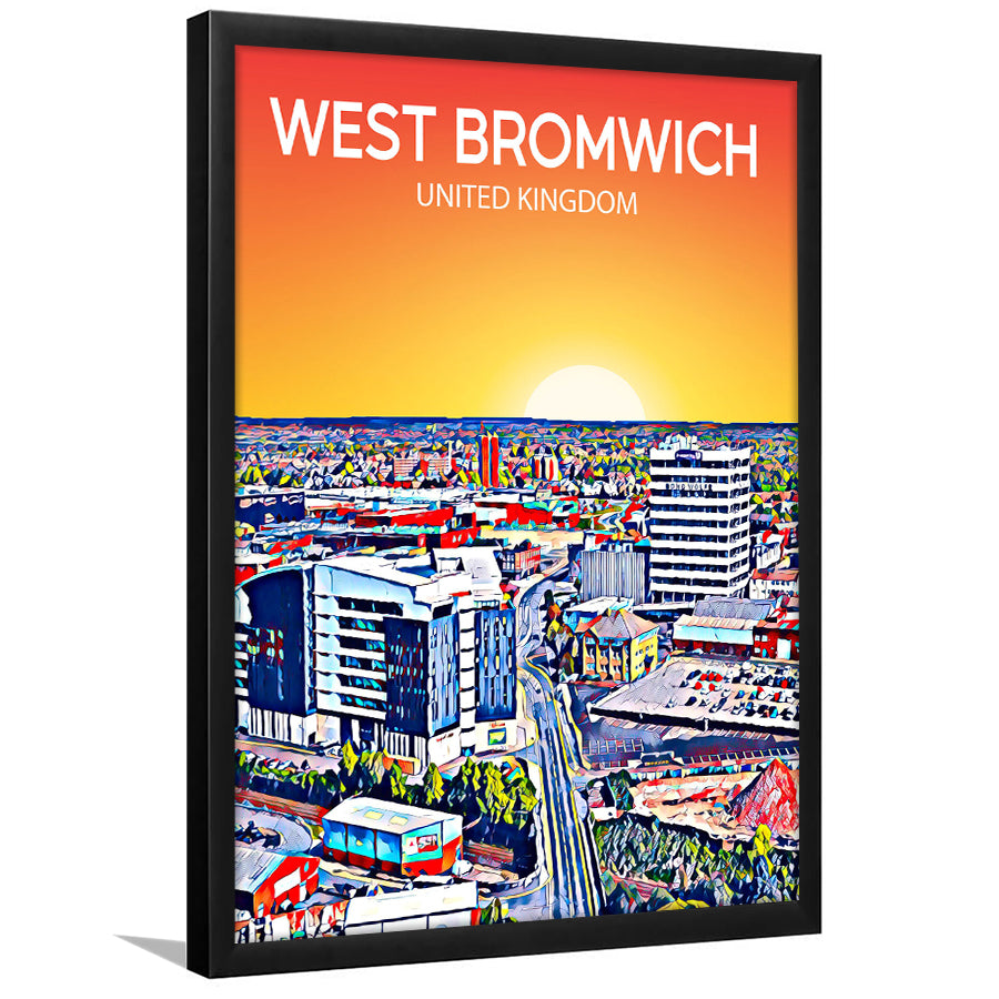 West Bromwich United Kingdom Art Sunset Art Print, City Art Print, Framed Art Print Wall Art Home Decor, Framed Picture
