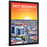 West Bromwich United Kingdom Art Sunset Art Print, City Art Print, Framed Art Print Wall Art Home Decor, Framed Picture