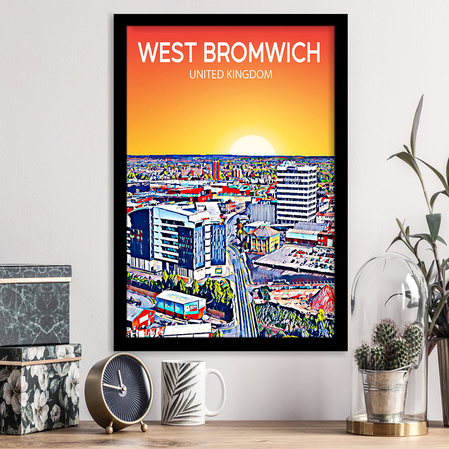 West Bromwich United Kingdom Art Sunset Art Print, City Art Print, Framed Art Print Wall Art Home Decor, Framed Picture