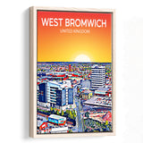 West Bromwich United Kingdom Art Sunset Art Print, Large Canvas, Framed Canvas Print Wall Art Home Decor, Floating Frame