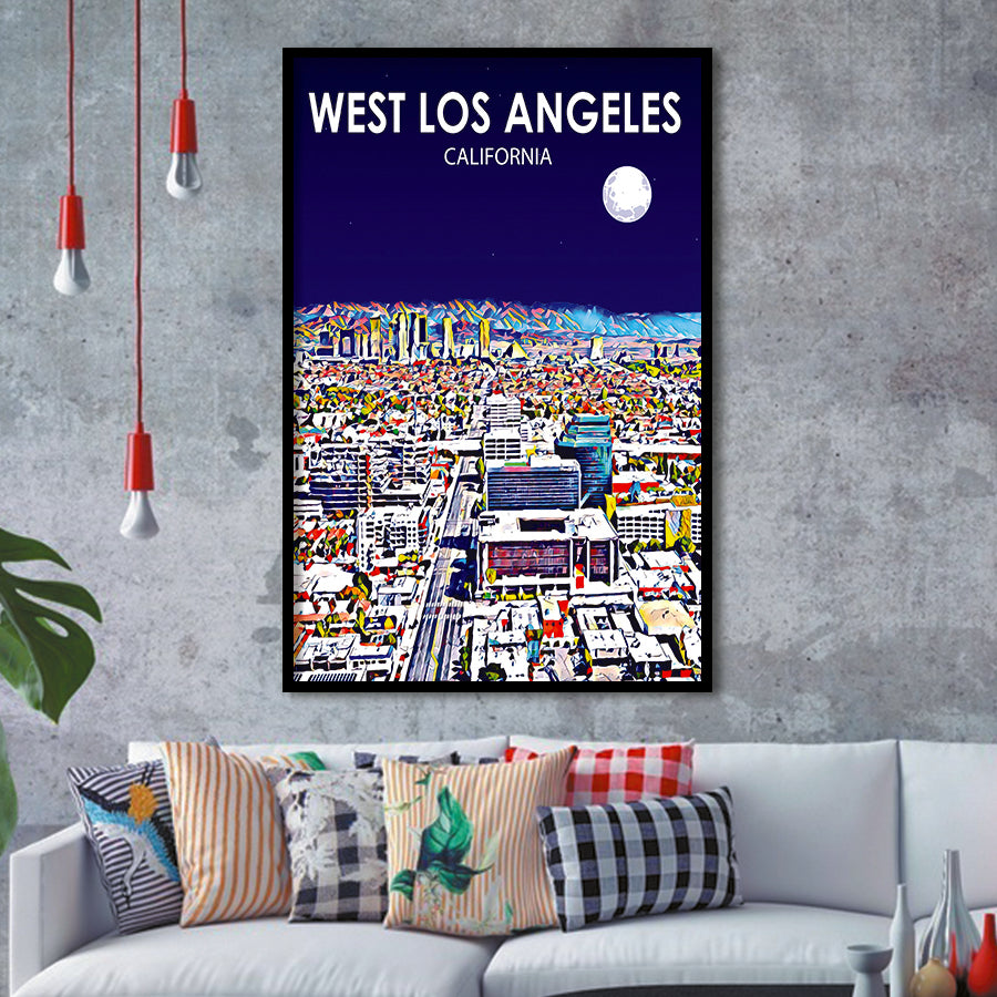 West Los Angeles CA Art V1, City Art Print, Framed Art Print Wall Art Home Decor, Framed Picture