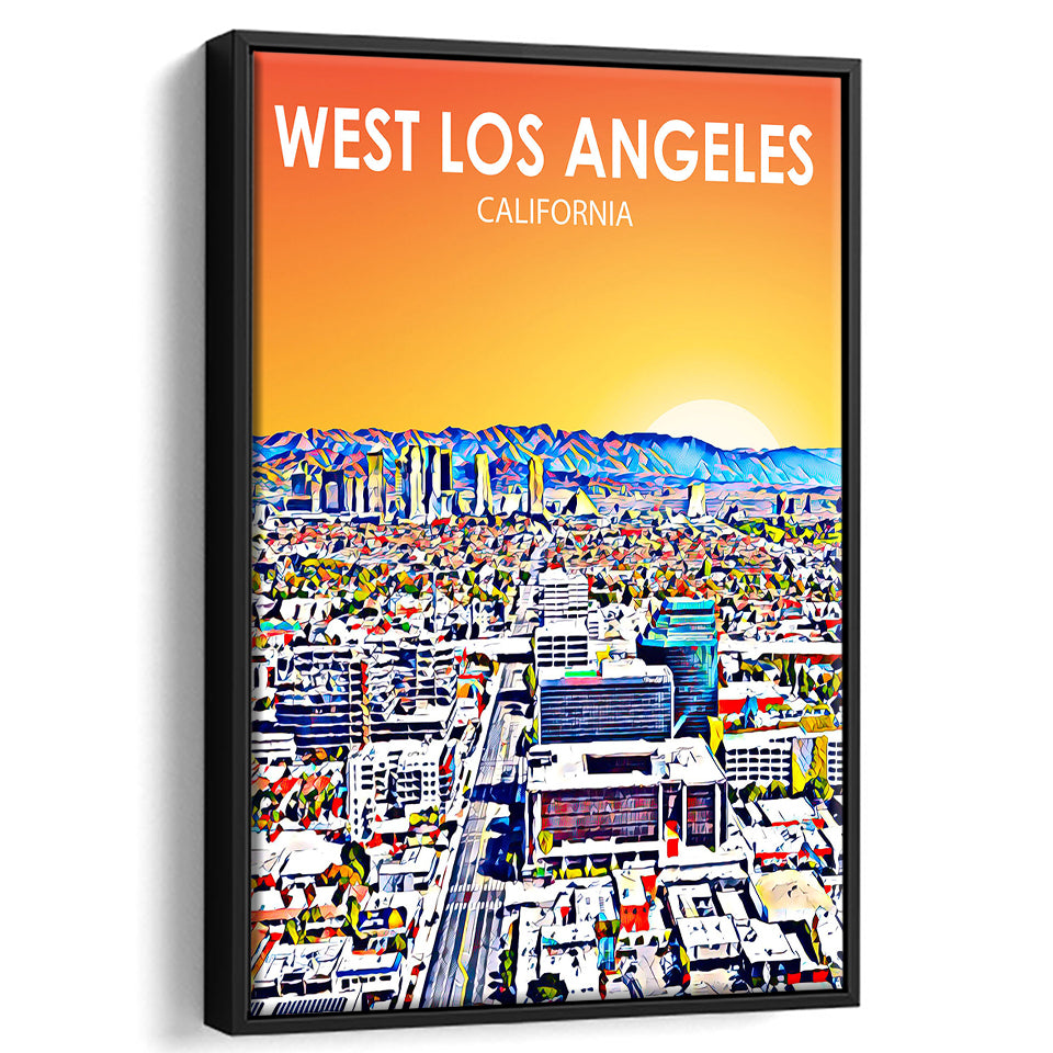 West Los Angeles CA Art, Large Canvas, Framed Canvas Print Wall Art Home Decor, Floating Frame