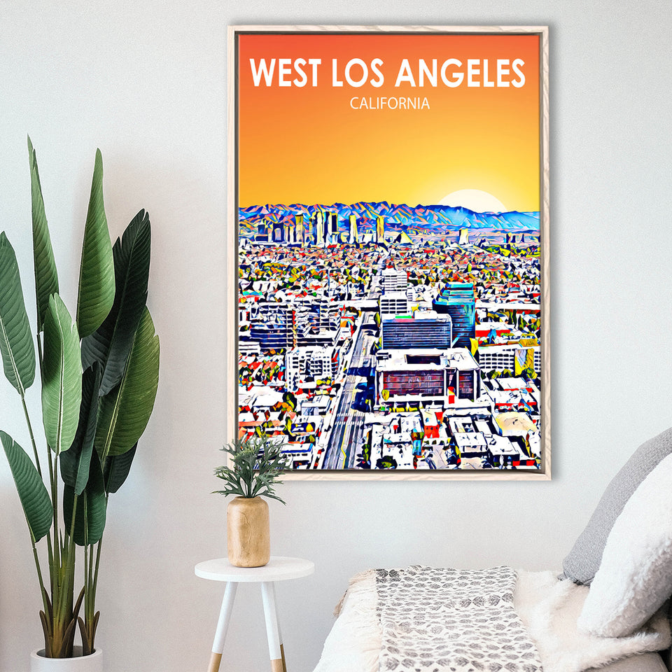 West Los Angeles CA Art, Large Canvas, Framed Canvas Print Wall Art Home Decor, Floating Frame