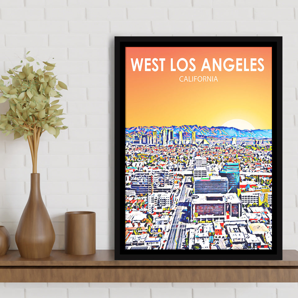 West Los Angeles CA Art, Large Canvas, Framed Canvas Print Wall Art Home Decor, Floating Frame