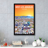 West Los Angeles CA Art, Large Canvas, Framed Canvas Print Wall Art Home Decor, Floating Frame