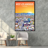 West Los Angeles CA Art, Large Canvas, Framed Canvas Print Wall Art Home Decor, Floating Frame