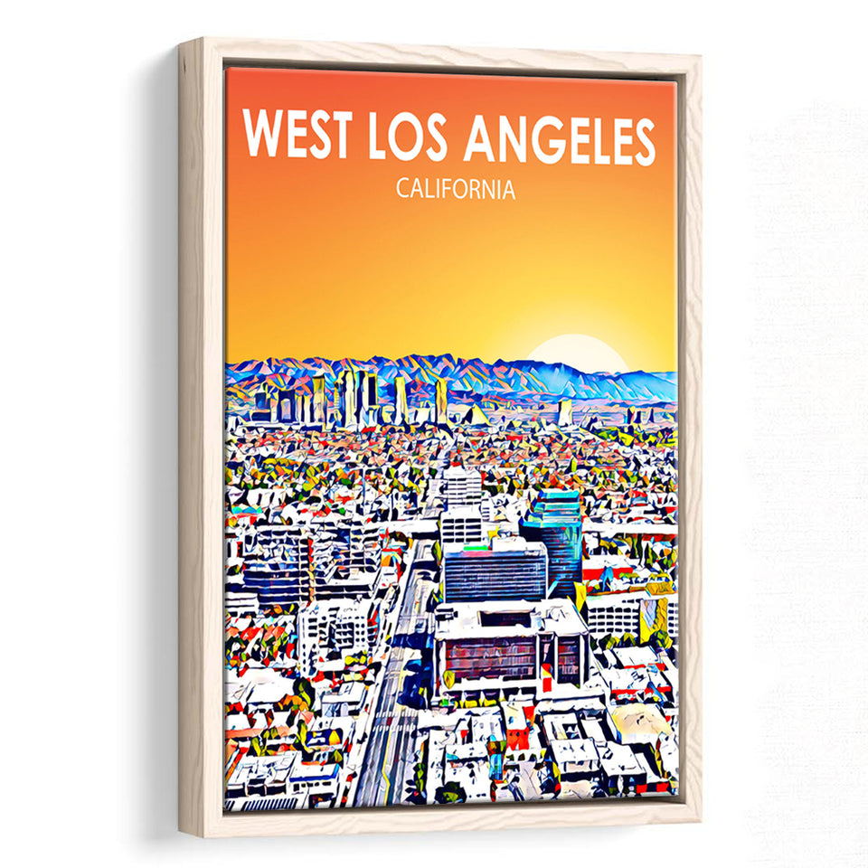 West Los Angeles CA Art, Large Canvas, Framed Canvas Print Wall Art Home Decor, Floating Frame