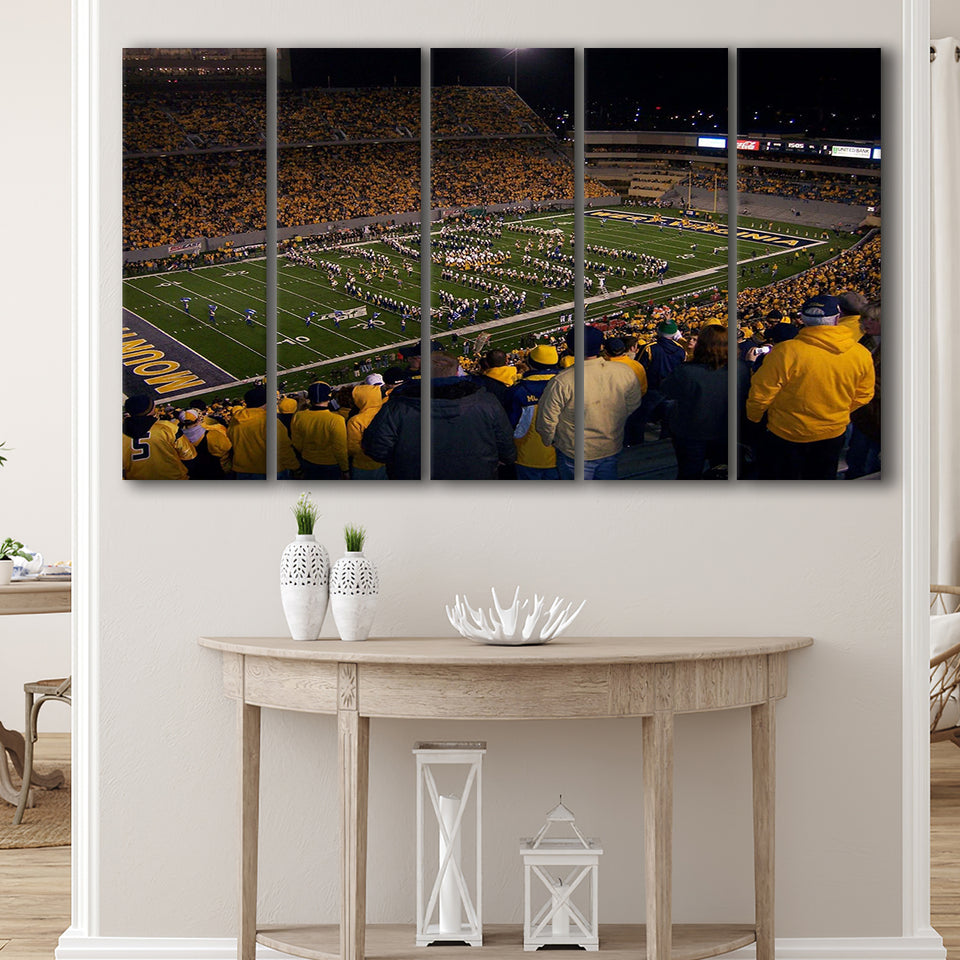 West Virginia Mountaineers Stadium Canvas Prints Milan Puskar Stadium,Multi Panels B,Sport Stadium Art Prints, Fan Gift