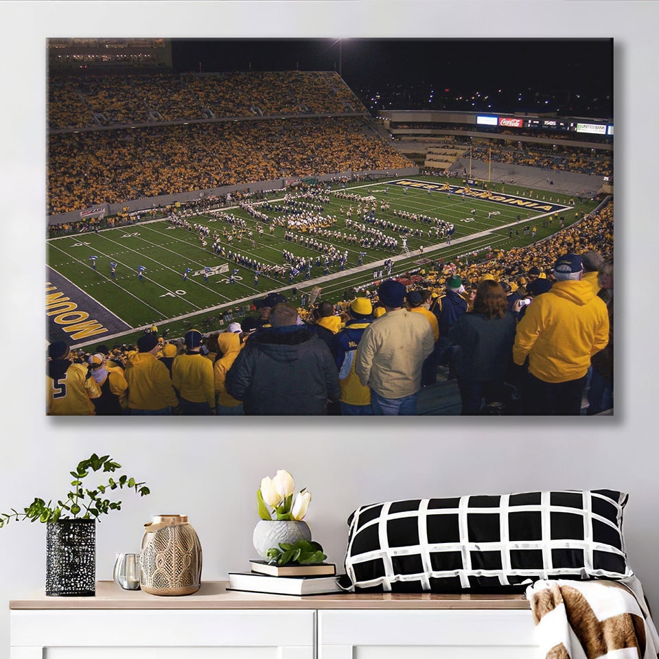West Virginia Mountaineers Stadium Canvas Prints Milan Puskar Stadium,Sport Stadium Art Prints, Fan Gift, Wall Decor