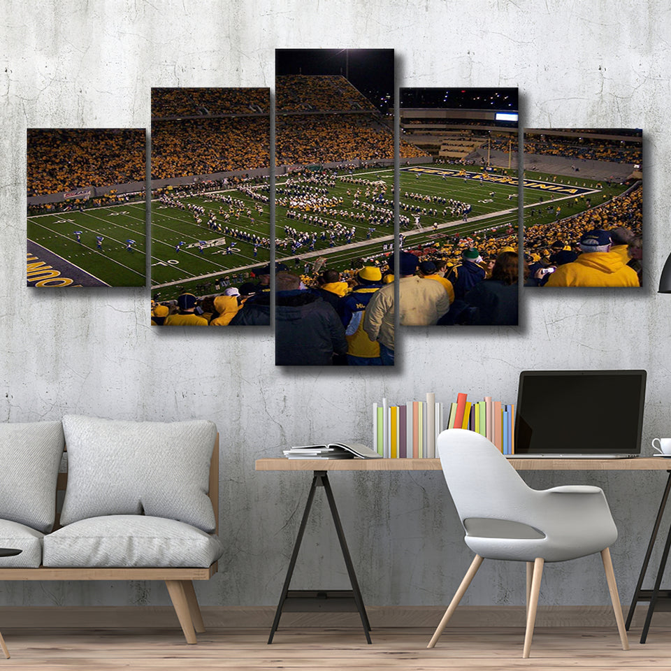 West Virginia Mountaineers Stadium Canvas Prints Milan Puskar Stadium,Multi Panels,Sport Stadium Art Prints, Fan Gift