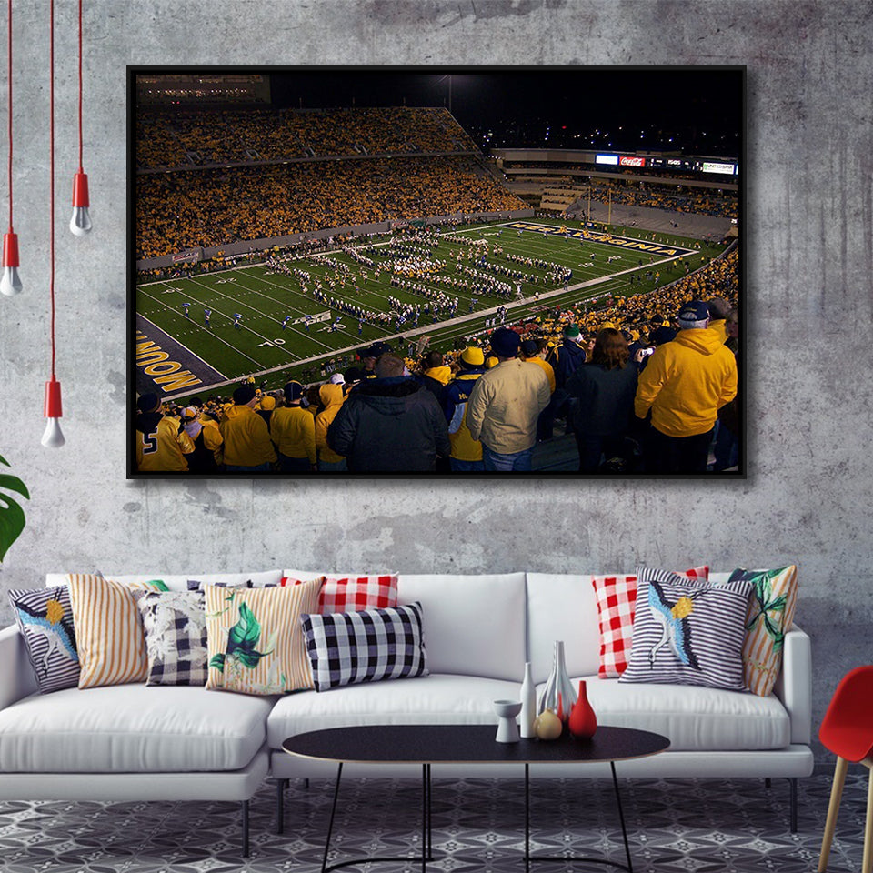 West Virginia Mountaineers Stadium Framed Canvas Prints Milan Puskar Stadium,Sport Stadium Art Prints, Fan Gift