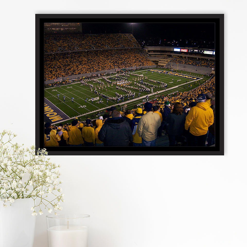 West Virginia Mountaineers Stadium Framed Canvas Prints Milan Puskar Stadium,Sport Stadium Art Prints, Fan Gift