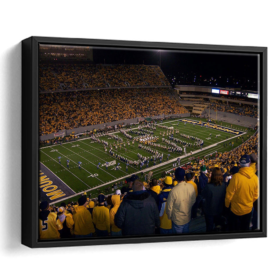 West Virginia Mountaineers Stadium Framed Canvas Prints Milan Puskar Stadium,Sport Stadium Art Prints, Fan Gift