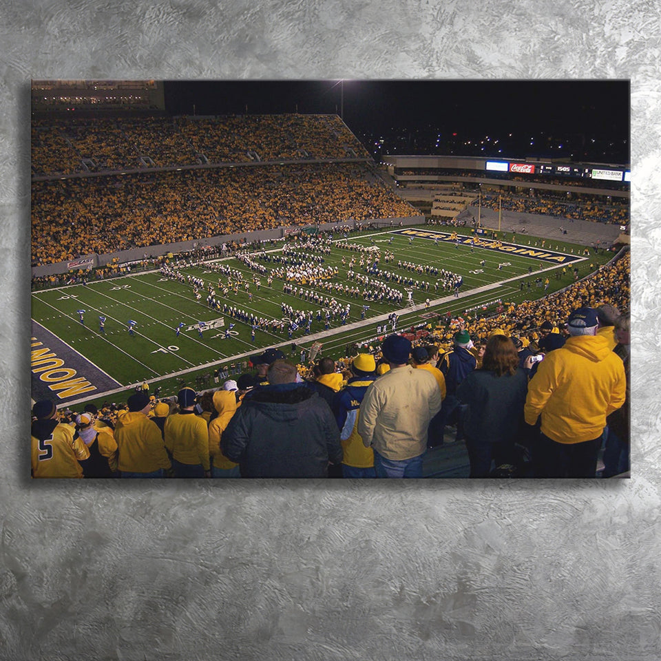 West Virginia Mountaineers Stadium Canvas Prints Milan Puskar Stadium,Sport Stadium Art Prints, Fan Gift, Wall Decor
