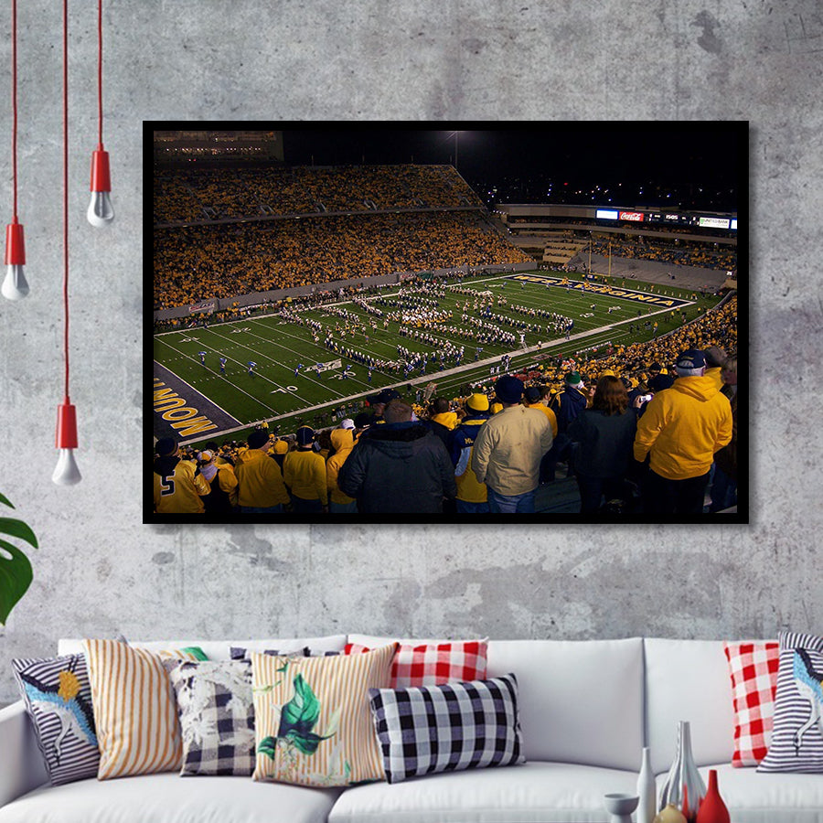 West Virginia Mountaineers Stadium Art Prints Milan Puskar Stadium,Sport Stadium Art Prints, Fan Gift, Wall Decor