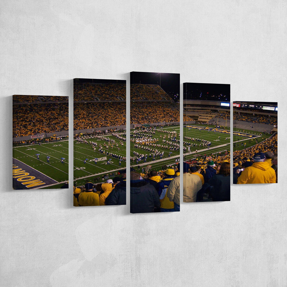 West Virginia Mountaineers Stadium Canvas Prints Milan Puskar Stadium,Multi Panels,Sport Stadium Art Prints, Fan Gift