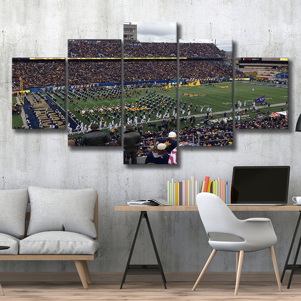 West Virginia Mountaineers Stadium Canvas Prints Milan Puskar Stadium,Multi Panels,Sport Stadium Art Prints, Fan Gift