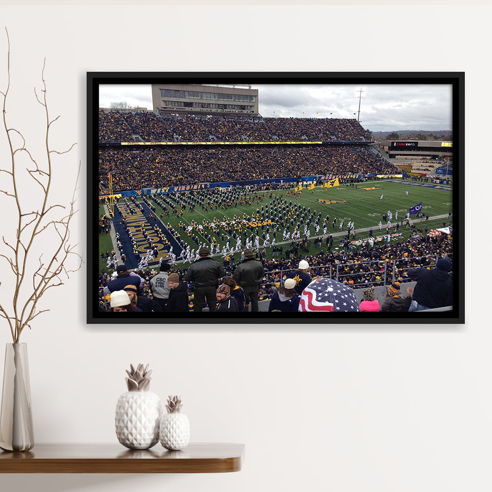 West Virginia Mountaineers Stadium Framed Canvas Prints Milan Puskar Stadium,Sport Stadium Art Prints, Fan Gift