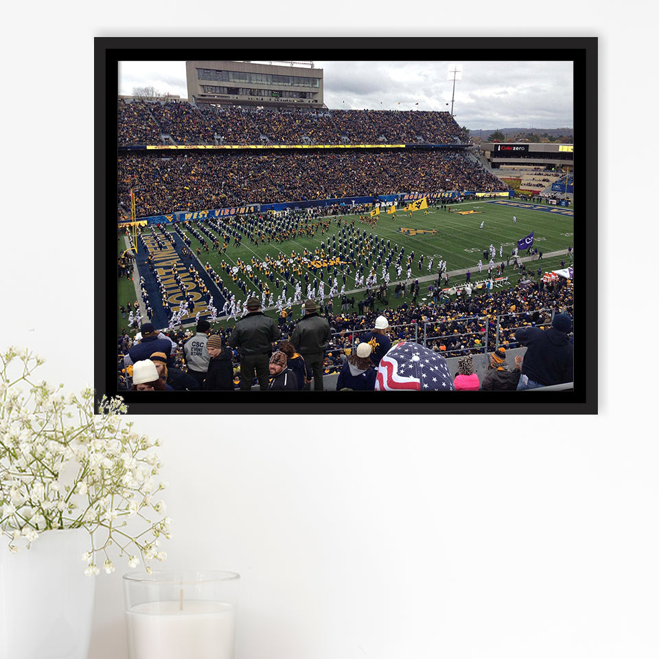 West Virginia Mountaineers Stadium Framed Canvas Prints Milan Puskar Stadium,Sport Stadium Art Prints, Fan Gift
