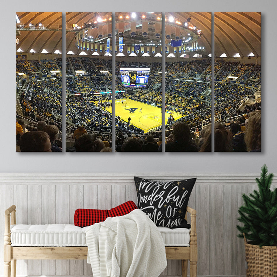 West Virginia Mountaineers Wall Art WVU Coliseum Stadium Canvas Prints,Multi Panels B,Sport Stadium Art Prints, Fan Gift