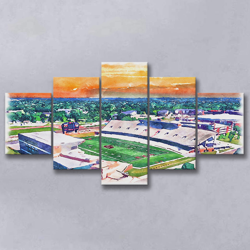 Western Kentucky Hilltoppers Houchens Industries Stadium Watercolor,Multi Panel Canvas Prints Wall Art Decor